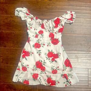 Streetwear Society Red Floral Off-Shoulder Dress